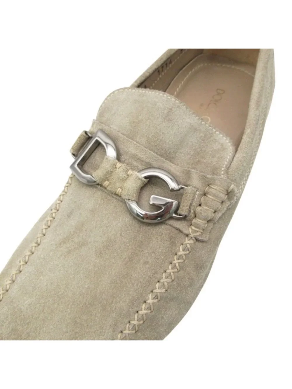 Dolce & Gabbana Loafers Bit Logo Suede Leather Slip-on Shoes Pastel Green 7